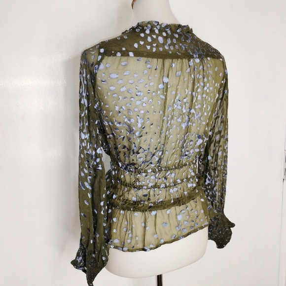 SHEER CUT VELVET CHIFFON BLOUSE - Picture 6 of 10